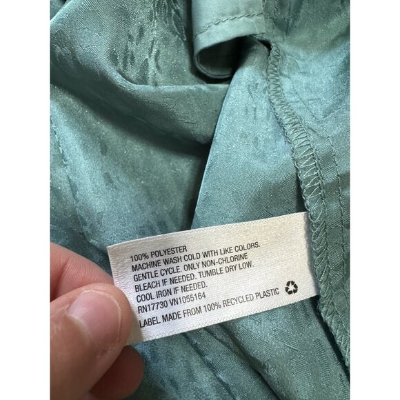 A New Day Teal Tiered Babydoll Dress‎ V Neck Lagenlook Size XXL Metalic Flowing - Picture 8 of 11